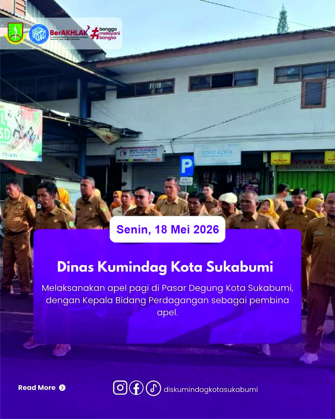Disiplin dan Semangat Kerja Menguat dalam Apel Pagi Dinas Kumindag Kota Sukabumi