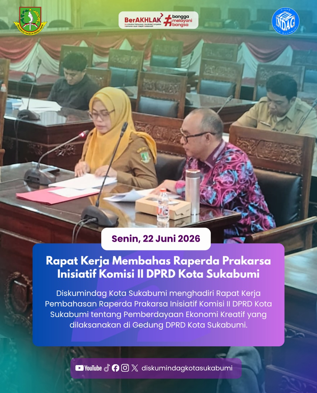 Rapat Kerja Pembahasan Rancangan Peraturan Daerah (Raperda) Prakarsa Inisiatif Komisi II DPRD Kota Sukabumi